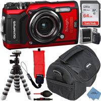 Olympus Tough TG-6 Digital Camera with Deluxe Accessory Bundle - Includes: SanDisk Ultra 64GB Memory Card + Flexible Tripod + Extreme Cloth + More (Red)...