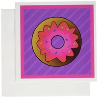3dRose Cute Donut with Pink Frosting and Sprinkles 6 x 6 Inches Greeting Cards, Set of 12 (gc_43173_2)