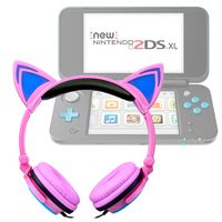 DURAGADGET Cat Headphones with Light Up Ears (in Pink) for Nintendo 2DS XL/Nintendo 3DS XL