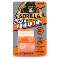 Gorilla Crystal Clear Duct Tape, 1.88" x 5 yd, Clear, (Pack of 1)