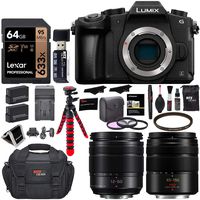 Panasonic LUMIX G85MK 4K Mirrorless Interchangeable Lens Camera Kit, Vario 12-60mm and 45-150mm Lens, Lexar U3 64GB Memory Card, 2 Spare Batteries, Charger, Bag and Accessory Bundle