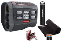Bushnell Hybrid Golf Laser/GPS Rangefinder Bundle | Pinseeker w/Jolt, 1000 Yards, 5X Mag, Case | 201835 (+ PlayBetter Portable Charger, Microfiber Cleaning Towel & Extra CR2 Battery)