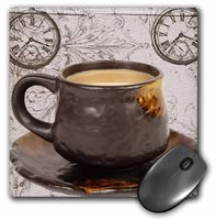 3Drose LLC 8 X 8 X 0.25 Inches Mouse Pad, Coffee Time Vintage Stop Watches Art (Mp_110231_1)