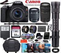 Canon EOS Rebel SL3 DSLR Camera with 18-55mm & 75-300mm Lens + 420-800mm Telephoto Zoom + Accessory Kit - Vlogging/Photo Editing Software Package, 32GB Memory & More