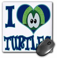 3dRose LLC 8 x 8 x 0.25 Inches Mouse Pad, I Heart Love Turtles Cartoon (mp_102156_1)