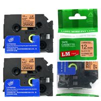 2/Pack - LM Tapes Compatible TZe-B31 Black on Fluorescent Orange p-Touch Label Tape, 12mm Laminated replacment TZeB31 Tape, TZB31 0.47" Black Ink on Hunter Orange Label.