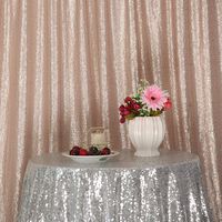Eternal Beauty Light Champagne Sequin Wedding Backdrop Photography Background Party Curtain, 6Ft X 8Ft