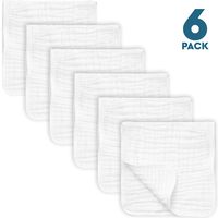 6 Pack Muslin Burp Cloths Large 20" by 10" 100% Cotton, Hand Wash Cloth 6 Layers Extra Absorbent and Soft