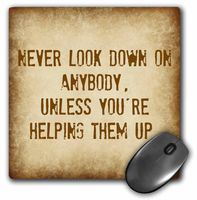 3dRose LLC 8 X 8 X 0.25 Inches Mouse Pad Never Look Down Unless Helping Up, Gold Letters on Gold Background (Mp_180047_1)