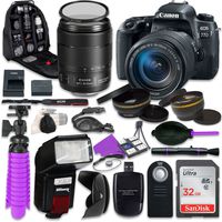 Canon 77D EOS DSLR Camera with Canon 18-135mm is USM Lens, Auxiliary Panoramic, Telephoto Lenses, 32GB Memory, Accessory Bundle