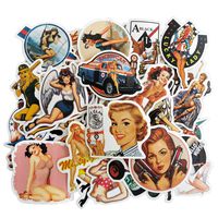 Pin Up Girl Stickers Vintage Women Decals 50pcs Waterproof Vinyl Sticker Pack for Adults Mens Armotre Wardrobe Laptops Cars Motorcycles Trucks Helmet Bumper
