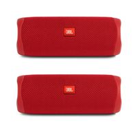 JBL Flip 5 Waterproof Portable Wireless Bluetooth Speaker Bundle - (Pair) Red