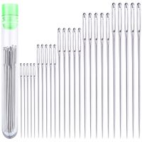 25 Large Eye Stitching Needles - 5 Sizes Big Eye Hand Sewing Needles in Clear Storage Tube