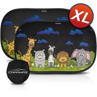 CARAMAZ Car Sun Shade for Baby Window Shade 23"x15" Sunshade for car Baby Animal Group - Dark