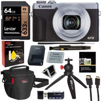 Canon PowerShot G7 X Mark III 20.1MP 4K Digital Camera with 4.2X Optical Zoom Lens 24-100mm f/1.8-2.8 Silver 3638C001 with 64GB Memory, Tripod, Camera Bag, HDMI Cable, Cleaning Kit Bundle 