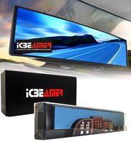 ICBEAMER Broadway 400mm 15.8" Type-A Clip On Universal Interior Rear View Blue Tint Flat Surface Mirror Sold