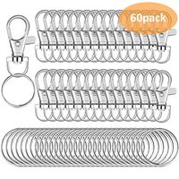 60pcs Key Chain Clip Hooks Swivel Clasps Lanyard Snap Hooks with Split Key Rings