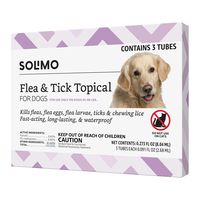 Amazon Brand - Solimo Flea and Tick Topical Treatment for Dogs, For Large Dogs (45-88 pounds), 3 Doses