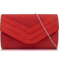Milisente Evening Bag for Women, Suede Envelope Evening Purses Crossbody Shoulder Clutch Bag (Red)