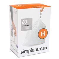 simplehuman Code H Custom Fit Drawstring Trash Bags, 30-35 Liter / 8-9 Gallon, 3 Refill Packs (60 Count)