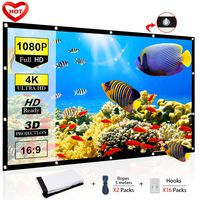 Ylife 120 Inch Projector Screen, 16:9 HD 4K No Crease Portable Video Projection Movie Screen Grommets for Home Theater Outdoor