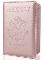 GDTK Leather Passport Holder Cover Case RFID Blocking Travel Wallet (Rose Gold)