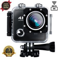 Action Camera SOUTHSTARDIGITAL  4K WIFI 16MP Waterproof Sports Camera Camcorder Underwater 30M HD Sport Video 170 Wide Angle Cam Rechargeable Battery DV Black