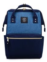 Kah&Kee Polyester Travel Backpack Functional Anti-theft School Laptop for Women Men (Linen Blue, Large)