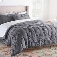 Linenspa All- Season Hypoallergenic - Plush Microfiber Fill - Machine Washable Alternative Comforter, Twin XL, Gray Pinch Pleat