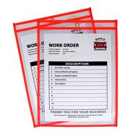 C-Line Neon Stitched Shop Ticket Holders, Orange, Both Sides Clear, 9 x 12 Inches, 15 per Box (43912)
