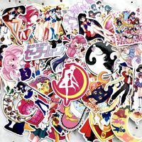 75 Pcs Cartoon Anime Sailor Moon Waterproof Stickers for Laptop Stickers Motorcycle Bicycle Skateboard Luggage Decal Graffiti Patches Stickers for [No-Duplicate Sticker Pack]