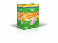 CURAD Basic Care Vinyl Disposable Exam Gloves, Large (Pack of 300)