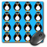 3dRose LLC 8 x 8 x 0.25 Inches Mouse Pad, Cute Penguin Blue Print (mp_6108_1)