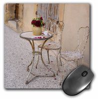 3dRose France, Provence, Cote dAzur, Lourmarin. Outdoor Table with Flowers, Mouse Pad, 8" by 8" (mp_227301_1)