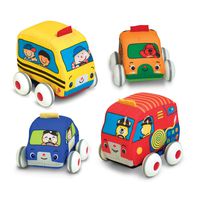 Melissa & Doug Pull-Back Vehicles - The Original (4 Soft Cars and Trucks and Carrying Case, Great Gift for Girls and Boys - Kids Toy Best for Babies and Toddlers, 9 Month Olds, 1 and 2 Year Olds)