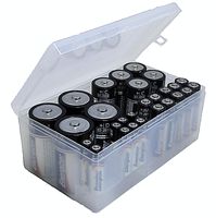Dial Industries B331FN Battery Organizer Case, 12 AAA, 12 AA, 6 C, 4 D, Clear