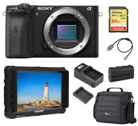 Sony Alpha a6600 Mirrorless Digital Camera Body (ILCE6600/B) Monitor Bundle with Bag, Lilliput 7-inch Monitor, Battery, Charger, 64GB SD Card and Accessories