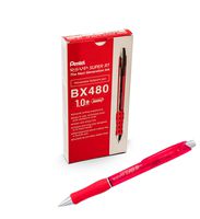 Pentel RSVP Super RT Ballpoint Pen, (1.0mm) Medium Line, Red Ink, Box of 12, (BX480-B)
