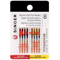 SINGER 04806 Titanium Universal Regular and Ball Point Machine Needles Combo Pack, 8-Count