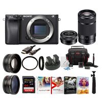 Sony a6500 Mirrorless Camera with 55-210mm Lens and 64GB SDHC Accessory Bundle