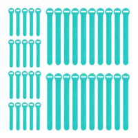 Wrap-It Storage Self-Gripping Reusable Cable Ties, Aqua, 40 Pack (20 4" Straps, 20 8" Straps) - Hook and Loop Cord and Wire Organizer for Computer, PC, and Desk Cable Management