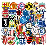 Soccer Team Laptop Stickers, 50pcs Football Sport Water Bottle Travel Case Computer Wall Skateboard Motorcycle Phone Bicycle Luggage Guitar Bike Decal