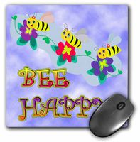 3Drose LLC 8 X 8 X 0.25 Inches Mouse Pad, Bee Be Happy Three Cute Bumble Bees with Clouds Background (Mp_118509_1)