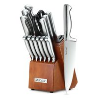 McCook MC29 Knife Sets,14 Pieces German High Carbon Stainless Steel Hollow Handle Self Sharpening Kitchen Knife Set with Hardwood Block