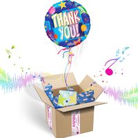 THANK YOU INFLATED HELIUM BALLOON APPRECIATION GIFT PACKAGE | Includes Coordinating Customizable Greeting Card | Floats out of the Box and Plays a Happy Jingle When Opened