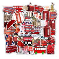 50Pcs London Red Bus Stickers for Water Bottles Laptop Car Motorcycle Bicycle Bike Skateboard Luggage Baggage Box Guitar