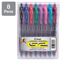 PILOT G2 Premium Refillable & Retractable Rolling Ball Gel Pens, Bold Point, Assorted Color Inks, 8-Pack Pouch (31654)
