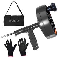 Drainx Pro Steel Drum Auger Plumbing Snake | Heavy Duty 25-Ft Drain Cable with Work Gloves and Storage Bag