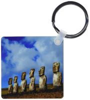 3dRose Chile, Easter Island, moai statues at Ahu Akivi - SA05 RER0054 - Ric Ergenbright - Key Chains, 2.25 x 4.5 inches, set of 2 (kc_85940_1)
