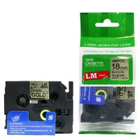LM Tapes - Premium 3/4" (18mm) Black on Reflective Gold Compatible TZe P-touch Tape for Brother PT-1750, PT1750 Label Maker with FREE Tape Guide Included